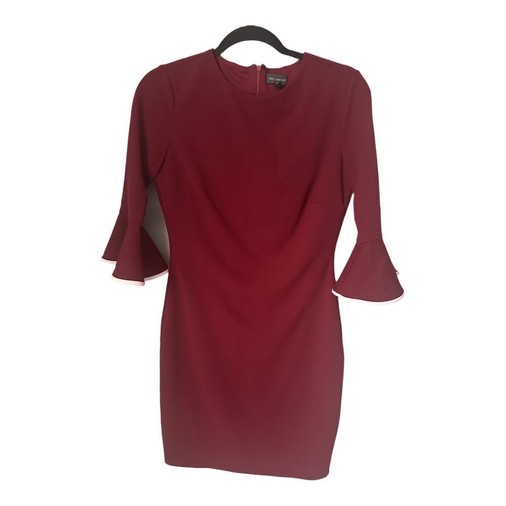 The Limited Bodycon Long Bell Sleeve Dress Size Small Holiday Party Burgundy